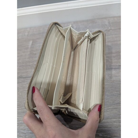 Kate Spade Gold Metallic Bowtie Zip Around Wallet Inside Zip Pouch Clutch - Picture 7 of 16